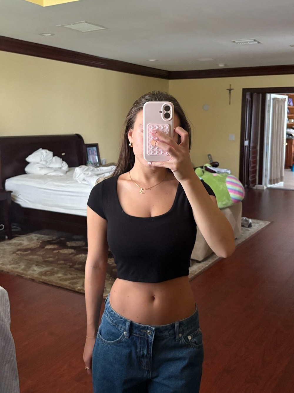 Black Scoop Neck Crop Top size XS